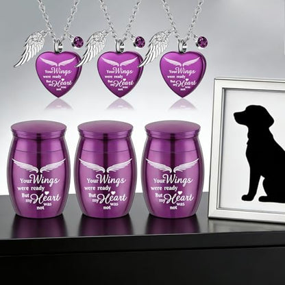 Cremation Heart Urn Necklace for Ashes ，Small Cremation Urns for Human/Pet Keepsake Sharing Urns Memorial Ashes Holder -Set of 6 (6Pcs-Purple) - color: 6pcs-purple