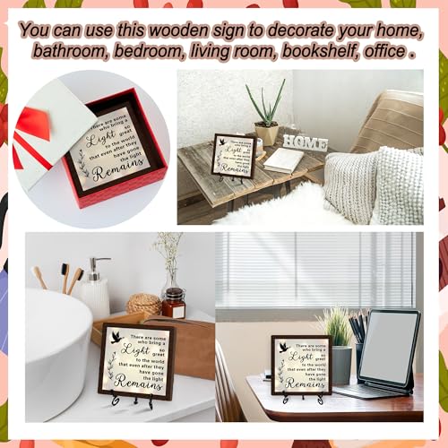 Sympathy Desk Decor Sign, Celebration Of Life Decorations, Desk Decor Signs For Home Bedroom, There Are Some Who Bring A Light Sign, Wooden Decoration With Stand -D01 - style: Brown WoodSign2