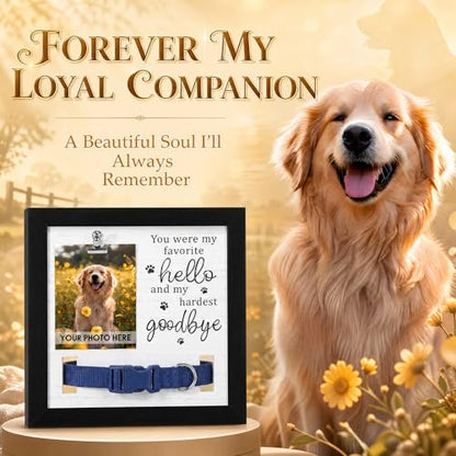 Novabright Dog Memorial Gifts for Loss of Pet, Sympathy Wooden Frame with Collar Holder, Paw Print, Dog Memorial Keychain Loss Sympathy Gift for Pet Cat Lovers