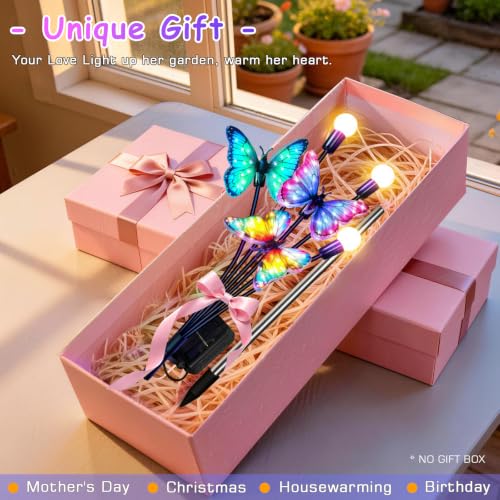 TEDOF 2 Pack Solar Butterfly Outdoor Lights Waterproof for Garden - color: 2 Pack Butterfly Firefly Lights