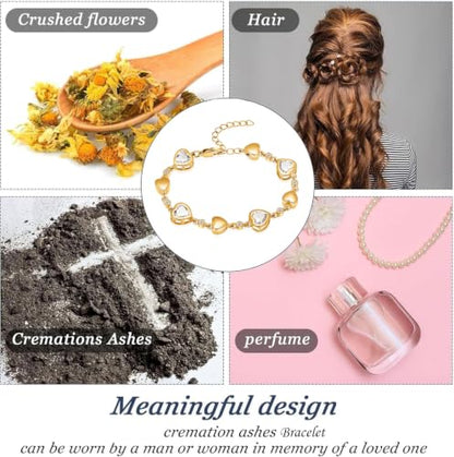 zeqingjw Heart Cremation Bracelet for Ashes - Urn Bracelet Memorial Keepsake Jewelry - Ashes Holder for Women - color: Gold Purple
