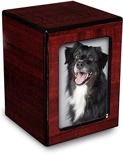 Unforgettable Urns - Pet Urn Box- Picture Frame Cremation Urn - Memorial Box for Ashes - Small Pet Urn for Ashes (up to 46 lbs) - Cherry Wood Finish - color: Cherry, size: Photo Urn (46 cu. in)