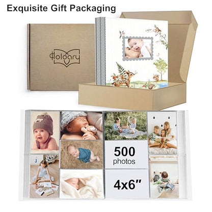 Holoary Baby Photo Album 4x6 500 Photos, Newborn Baby Keepsake Gifts for Baby Boy/Girl and New Parents, Woodland Animals Design Baby Photo Albums - size: 12''x13.3''