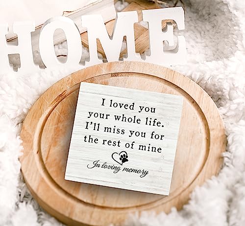 SRADMO In Loving Memory of Pet Quote I Love You Your Whole Life Wood Box Sign Desk Decor,Rustic Wooden Block Box Sign Decoration For Home Bedroom Living Room Shelf Table Decor