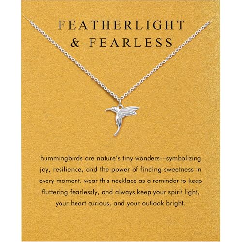 Baydurcan Pendant Necklace for Women Friends Sister Birthday Christmas Gift | Silver Evil Eye Ankh Mary Friendship Dragonfly Hummingbird Snake Turtle Pendant Necklace for Her Just Because Gifts - style: Hummingbird
