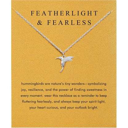 Baydurcan Pendant Necklace for Women Friends Sister Birthday Christmas Gift | Silver Evil Eye Ankh Mary Friendship Dragonfly Hummingbird Snake Turtle Pendant Necklace for Her Just Because Gifts - style: Hummingbird
