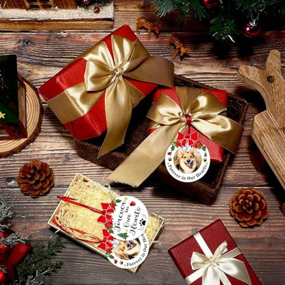 JUESMOS Dog Picture Frame Memorial Christmas Ornaments 2025 Dog Memorial Photo Ornaments for Christmas Tree Forever in Our Hearts Remembrance Gifts Sypathy Gifts for Loss of Dogs Pet Cat