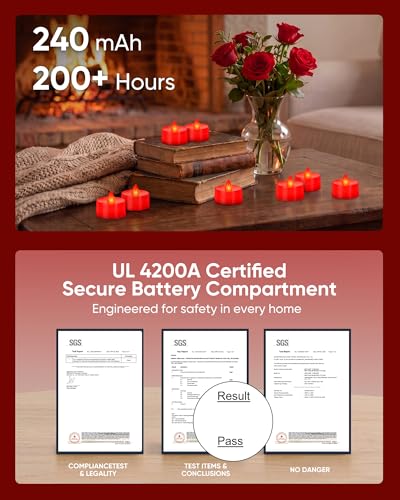 Homemory 50-Pack Red Flameless Battery Tealight Candles, 200+ Hours - color: Red, size: Pack of 50