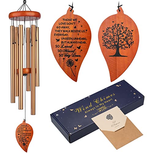 32" Memorial Wind Chimes, Sympathy Grief Wind Chimes, in Memory of Loved One Loss of Mother Father，Home Decor Garden Patio Outdoor-Golden - color: 32 in Golden