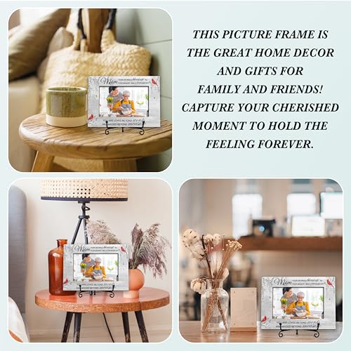 Mom Memorial Photo Frame Gifts, Your Life Was A Blessing Themed Remembrance Frames, Cardinal Sympathy Wooden Picture Frame With Stand, Bereavement Condolence Gifts For Loss Of Mother -46