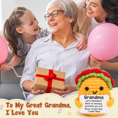 Grandma Gifts Grandparents Day Christmas Birthday Gifts for Grandmother | Gigi Gift for Great Best Grandma Ever Mothers Day Christmas Funny Granny Grandparents Mimi Nana Handmade Crochet Taco - style: Grandma