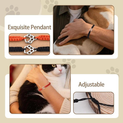 Pet Memorial Gifts for Loss of Dog Cat Paw Print Bracelets for Women Men Pet Sympathy Gift Remembrance Bereavement Gifts Idea - color: Red & Black