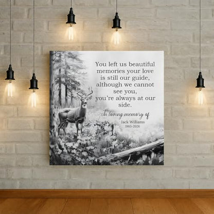 KiKiLuna Personalized in Loving Memory Deer Forest Memorial Canvas Wall Art - color: Design 5