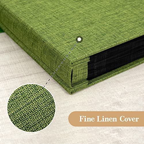 potricher Photo Album 4x6, 300 Pockets, Linen Cover, Green | Small Capacity 4x6 Picture Albums with Horizontal Pockets, 4x6 Photo Book for Family, Wedding, Baby, Anniversary - color: Green