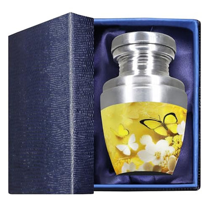 M MEILINXU Yellow Butterfly Mini Urns for Human Ashes, Small Keepsake Urn - color: Yellow, size: Small / Keepsake