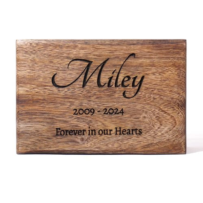 Handcrafted Paw Print Wooden Cremation Urn for Human & Pet Ashes, Memorial Wood Funeral Urn Box for Dogs, Cats & Adults, Male & Female, Burial Keepsake, Custom Sizes Small to XL (40–250 lbs Capacity)