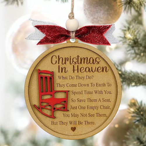 Christmas in Heaven with Chair Ornaments, Memorial Christmas Ornaments, Christmas Memorial Keepsake, for Grandma Grandpa Mom Dad. - style: Christmas in Heaven