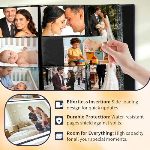 Photo Album 4x6 600 Pockets Slip In Extra Large Capacity | PU Leather Cover Picture Album Holds Horizontal & Vertical Photos for Family Wedding Baby Anniversary Christmas Gift - color: Navy Blue