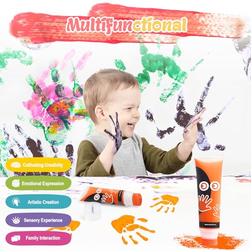 Nabance 2.54 fl oz Orange Baby Hand and Footprint Friendly Ink Paint, Dog Cat Paw Print Safe Ink, Non-Toxic Acid-Free, Safe Gentle for Home School Christmas New Year DIY Keepsake Stamp - color: Orange