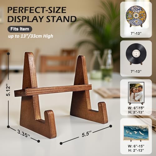 3 Packs Wooden Display Stand, Plate Holders for Displaying, Photo and Picture Frame Stand, Decorative Table Top Easels, for 7-13" Plate - size: 3 PIECES