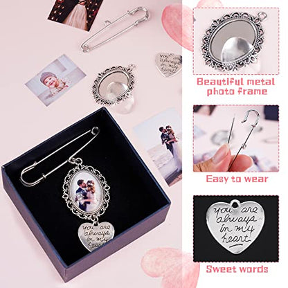 Bylion 2 Sets Wedding Bouquet Photo Charms Bridal Bridegroom Charm | DIY Pin Brooch Making Kit Bouquet Picture Charm for Wedding Memory Friend Graduation Gift, You are Always in My Heart - color: Single Lacy