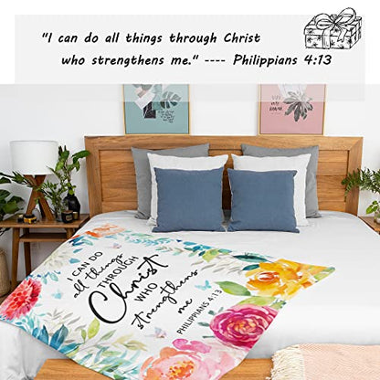 CUJUYO Christian Gifts for Women Blanket 50"x40", Inspirational Religious Catholic Spiritual Birthday Gifts for Women Soft Flannel Throw Blanket - size: 50"x40"