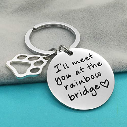Xiahuyu Pet Memorial Keychain Gift I'll Meet You at The Rainbow Bridge Keychain Pet Loss Gifts Sympathy Gift for Dog Lovers Remembrance Gifts for Pet Owner
