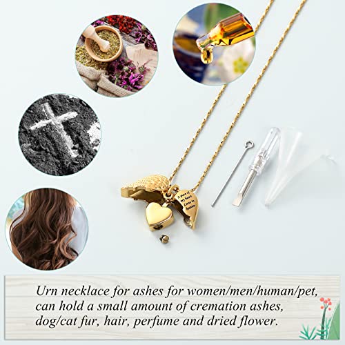 Imrsanl Heart Cremation Urn Necklace Pendant for Human Ashes - A Piece of My Heart Lives in Heaven Memorial Keepsakes Cremation Jewelry - color: Locket-Gold