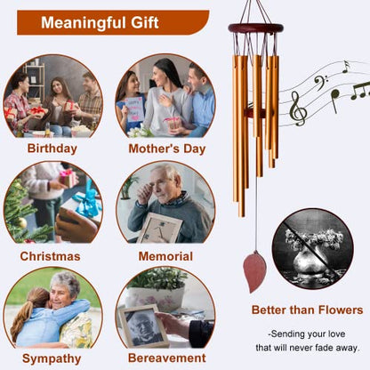 SuninYo Memorial Wind Chimes for Outside Outdoor Clearance,Sympathy Wind Chimes for Loss of Love One,Small Wind Chimes Gifts for Women/Mother,Garden Decor