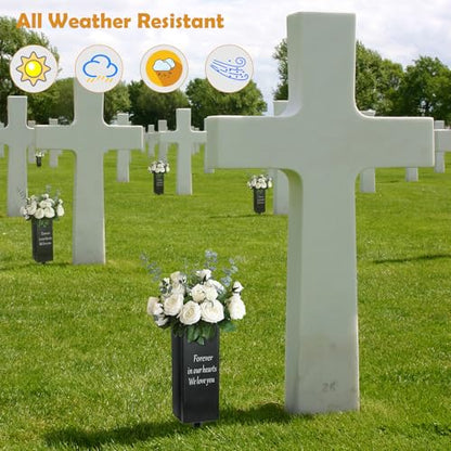 Cemetery Vases for Grave, Metal Vase Grave Decorations, Memorial Flower Holder with Spikes for Cemetery Graveside Headstone Decor, 1pc