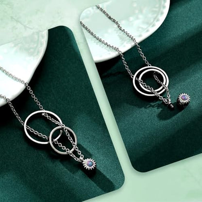 Daisy Cremation Jewelry Necklaces Stainless Steel Circle of Life Eternity Urn Necklaces for Ashes Memorial Keepsake Daisy Pendant for Women Men Gifts With Funnel Kit & Bag - color: Rainbow