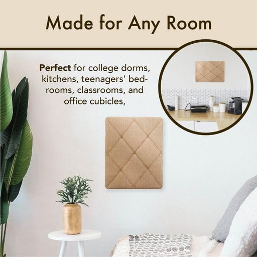 Burlap Bulletin Picture & Memo Board, 19.75 x 15.75 in | Criss-Cross Twine Design, Great for Photos and Notes - color: Natural Burlap