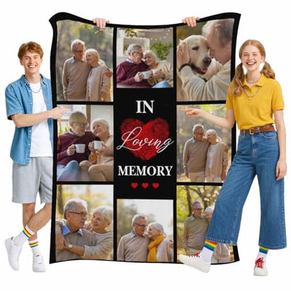Personalized Photo Throw Blanket Custom Sympathy Throw Blanket Gift in Memory of Loss of Dad Mom Grandma Grandpa - color: Color 21