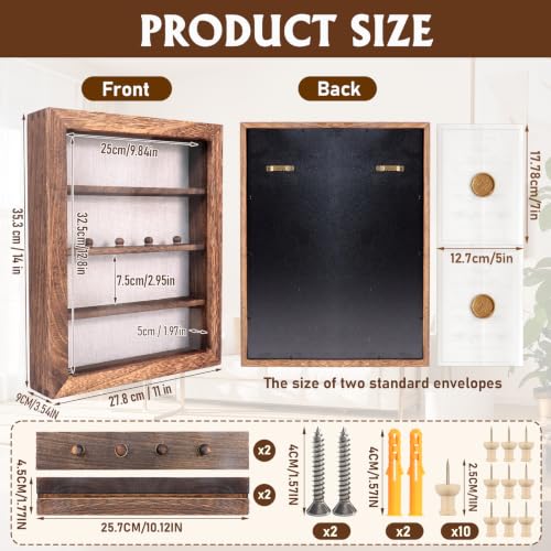 Shadow Box 14x11 Brown Picture Frames Display Cases with LED Light,Memory Keepsakes Boxes with 4 Removable Trinket Shelf,for Anniversary Wedding Baby Graduates Memorial Collect Deep Brown - color: Brown