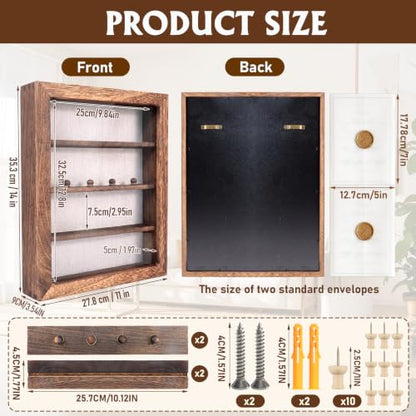 Shadow Box 14x11 Brown Picture Frames Display Cases with LED Light,Memory Keepsakes Boxes with 4 Removable Trinket Shelf,for Anniversary Wedding Baby Graduates Memorial Collect Deep Brown - color: Brown
