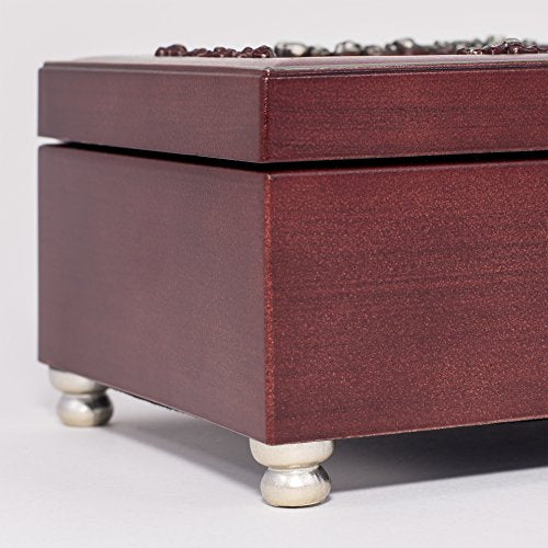 Cottage Garden in Memory Very Dear Rosewood Finish Embossed Jewelry Music Box - Plays Tune Canon in D