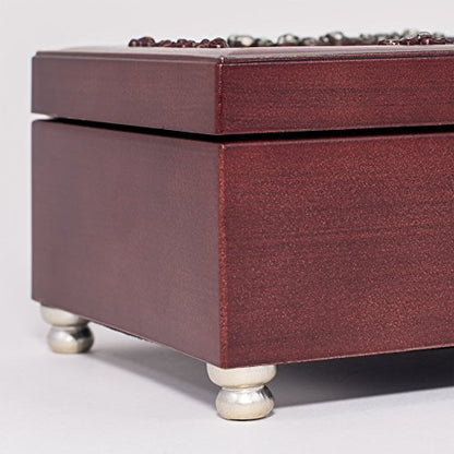 Cottage Garden in Memory Very Dear Rosewood Finish Embossed Jewelry Music Box - Plays Tune Canon in D