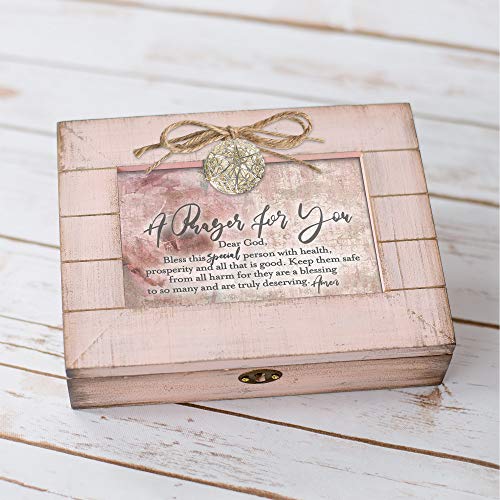 Cottage Garden A Prayer for You Inspirational Blush Pink Distressed Locket Music Box Plays Ave Maria