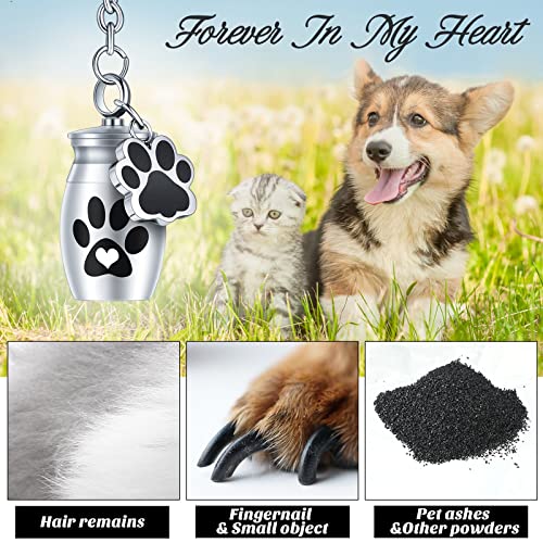 Tudomro 2 Pcs Pet Urn Keychain for Ashes Dog Cat Paw Print - color: Cute Style