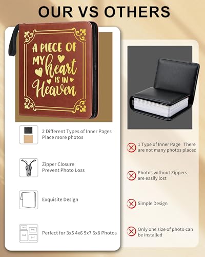Memorial Photo Album 4x6 100 Photos, Leather Memory DIY Scrapbook with 25 Sheets and 20 Blank Kraft Sheets, Sympathy and Bereavement Gift for Loss of Loved One Condolences Gifts - color: Brown