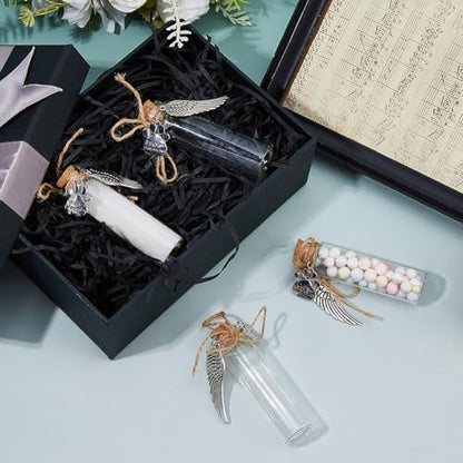 SUPERFINDINGS 4Pcs Pet Hair Memorial Bottle Hair Locket Keepsake Pet Fur Keepsake Fur Memorial Mini Glass Vial with Paw Print Wing Charms for Cat GOG Ashes Urn Loss Sympathy Gift