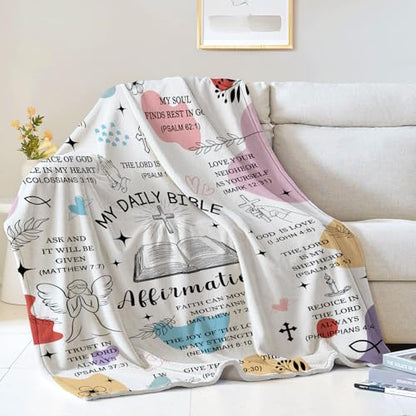 Christian Gifts for Women, Religious Blanket Gifts, Bible Verse Blanket for Women, Soft Flannel Throw Blankets 60"x50" - color: My Daily Bible Affirmation