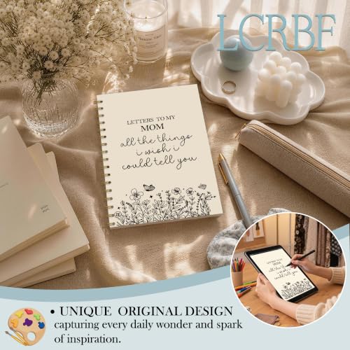 Mom Memorial Gifts Spiral Notebook Journal 5.5x8.3in | Loss of Mother Sympathy Gifts, Bereavement Remembrance Gift, Letters to My Mom Grief Notebook Journals - color: Letters Mom
