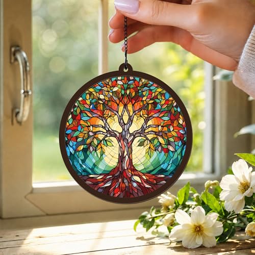 Memorial Suncatcher - Tree of Life - Sympathy Gift for Loss of Loved One - Condolence Bereavement Gifts - Remembrance Funeral Keepsake DIY Hanging Chain Suncatcher with Card - color: Tree of Life Memorial