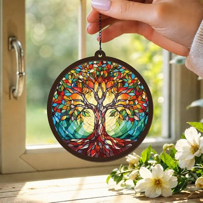 Memorial Suncatcher - Tree of Life - Sympathy Gift for Loss of Loved One - Condolence Bereavement Gifts - Remembrance Funeral Keepsake DIY Hanging Chain Suncatcher with Card - color: Tree of Life Memorial
