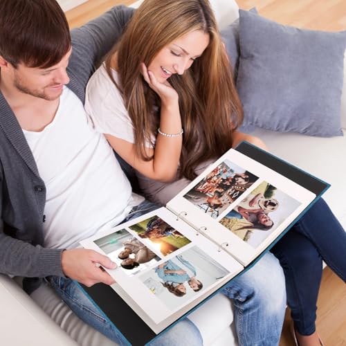 Zesthouse Photo Album Self Adhesive with Picture Display Window, 3-Ring Scrapbook Albums 60 Pages Holds 8x10 5x7 4x6 Photos, DIY Photo Book Ideal Gift for Family Wedding Baby - color: Black Blue, size: 11"x10.6"/White 60 Pages