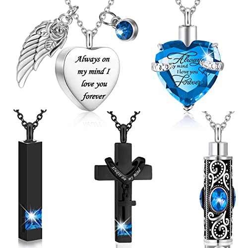 Fumete 5 Pcs Urn Necklaces for Ashes Cremation Jewelry - color: Lake Blue