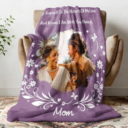 Personalized Memorial Picture Blanket Custom Hug from Heaven Sympathy Gift | HD Printing Flannel Throw Blanket for Grief and Remembrance Loss of Mother Father - color: Design 15