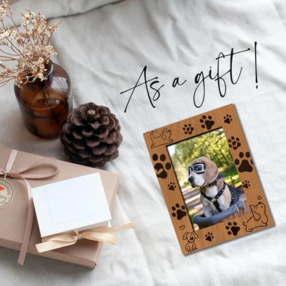 Rustic Printing Dog Picture Frame For 4 X 6 Photo With Back Bracket, Dog Owner Picture Frame, Desktop Shelf Display,Dog Paw Print Photo Frame, Gifts Dog Lovers Dog Owner - C15 - color: Dog