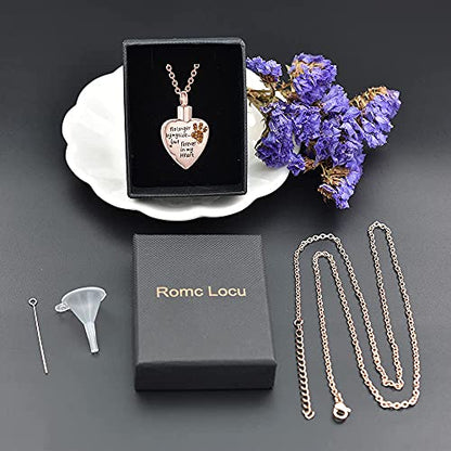 Fashion Pet Cremation Jewelry Stainess Steel Heart Keepsake Ashes Necklace Dog Cat Paw Memorial Urn Pendant - color: Rose Gold-Yellow